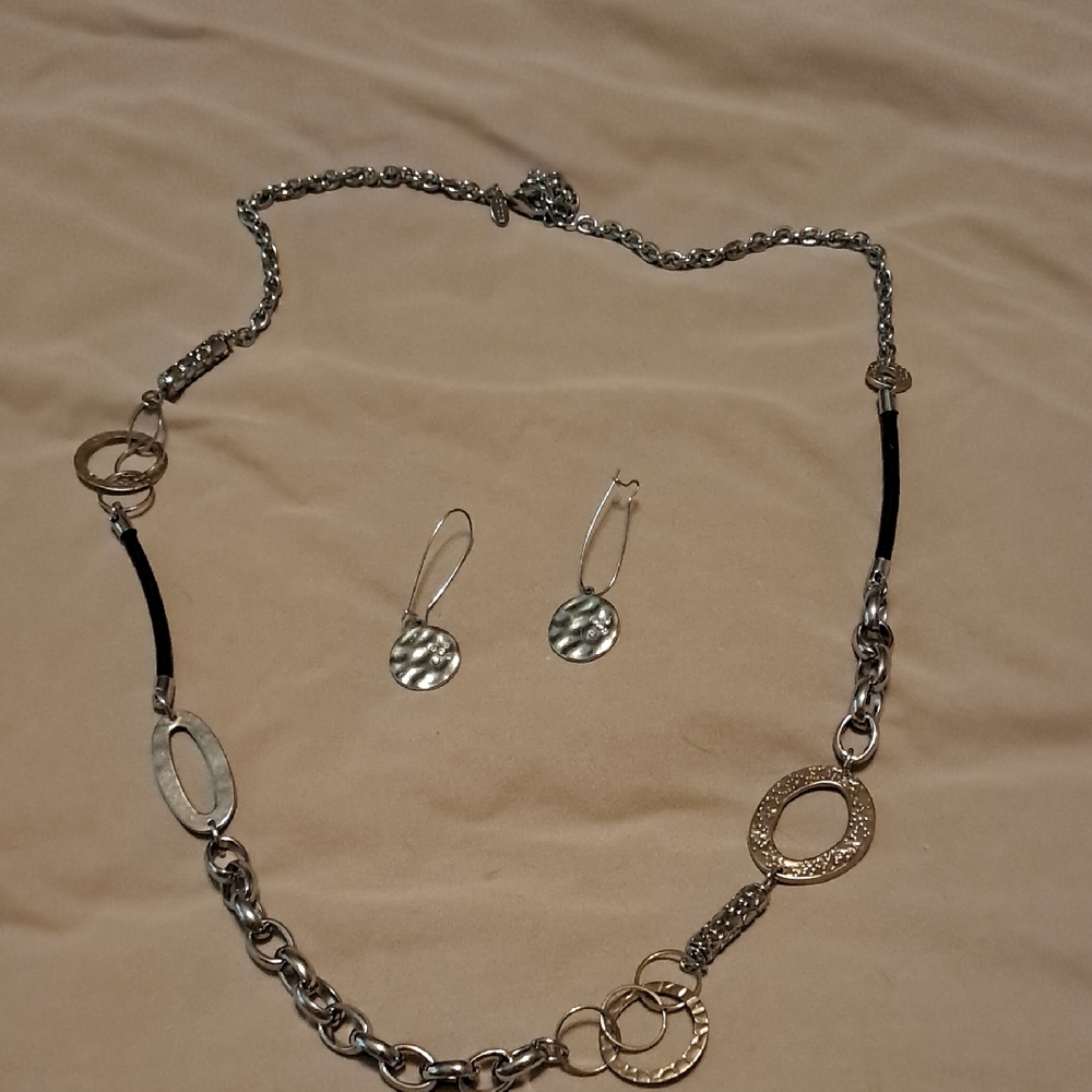 Chico's Long Elegant Silver Jewelry Set